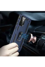 Uray store Samsung Galaxy A72 Kılıf Sofya Yüzüklü Silikon Kapak - Lacivert - Görsel 7