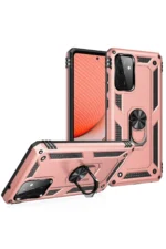 Uray store Samsung Galaxy A72 Kılıf Sofya Yüzüklü Silikon Kapak - Rose - Görsel 2