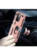 Uray store Samsung Galaxy A72 Kılıf Sofya Yüzüklü Silikon Kapak - Rose - Görsel 7