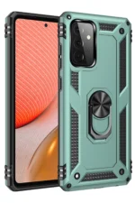 Uray store Samsung Galaxy A72 Kılıf Sofya Yüzüklü Silikon Kapak - Yeşil