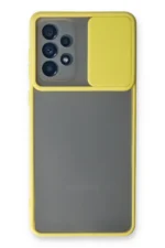 Uray store Samsung Galaxy A73 5G Kılıf Palm Buzlu Kamera Sürgülü Silikon - Sarı