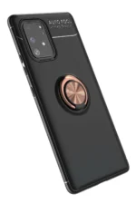 Uray store Samsung Galaxy A91 / S10 Lite Kılıf Range Yüzüklü Silikon - Siyah-Gold