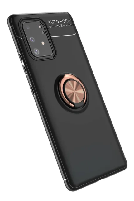 Uray store Samsung Galaxy A91 / S10 Lite Kılıf Range Yüzüklü Silikon - Siyah-Gold