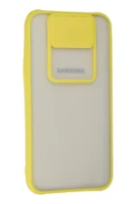 Uray store Samsung Galaxy J7 Kılıf Palm Buzlu Kamera Sürgülü Silikon - Sarı - Görsel 2