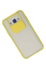 Uray store Samsung Galaxy J7 Kılıf Palm Buzlu Kamera Sürgülü Silikon - Sarı - Görsel 3