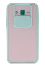 Uray store Samsung Galaxy J7 Kılıf Palm Buzlu Kamera Sürgülü Silikon - Turkuaz