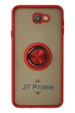 Uray store Samsung Galaxy J7 Prime Kılıf Montreal Yüzüklü Silikon Kapak - Kırmızı