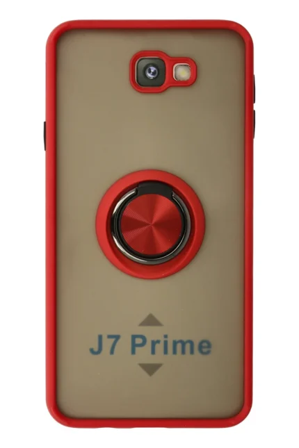 Uray store Samsung Galaxy J7 Prime Kılıf Montreal Yüzüklü Silikon Kapak - Kırmızı