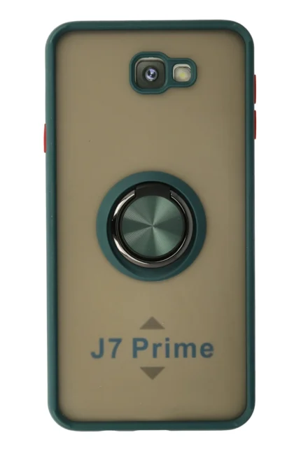 Uray store Samsung Galaxy J7 Prime Kılıf Montreal Yüzüklü Silikon Kapak - Yeşil