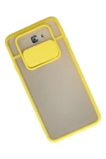 Uray store Samsung Galaxy J7 Prime Kılıf Palm Buzlu Kamera Sürgülü Silikon - Sarı - Görsel 2