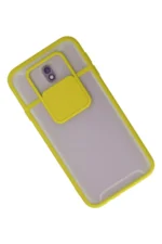 Uray store Samsung Galaxy J7 Pro / J730 Kılıf Palm Buzlu Kamera Sürgülü Silikon - Sarı - Görsel 2