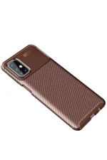 Uray store Samsung Galaxy M31S Kılıf Auto Focus Karbon Kapak - Kahverengi - Görsel 2