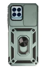 Uray store Samsung Galaxy M33 Kılıf Pars Lens Yüzüklü Silikon - Yeşil