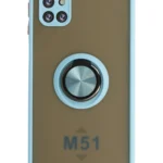 Uray store Samsung Galaxy M51 Kılıf Montreal Yüzüklü Silikon Kapak - Buz Mavi
