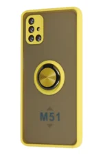 Uray store Samsung Galaxy M51 Kılıf Montreal Yüzüklü Silikon Kapak - Sarı - Görsel 2