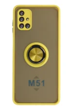 Uray store Samsung Galaxy M51 Kılıf Montreal Yüzüklü Silikon Kapak - Sarı