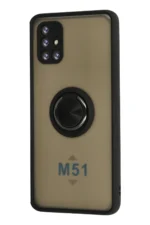 Uray store Samsung Galaxy M51 Kılıf Montreal Yüzüklü Silikon Kapak - Siyah - Görsel 2