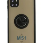 Uray store Samsung Galaxy M51 Kılıf Montreal Yüzüklü Silikon Kapak - Siyah