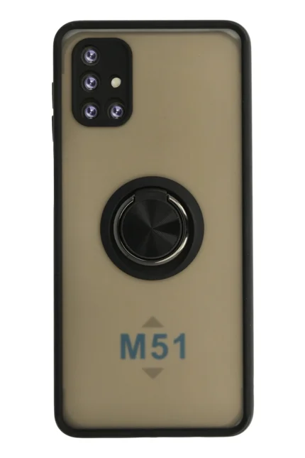 Uray store Samsung Galaxy M51 Kılıf Montreal Yüzüklü Silikon Kapak - Siyah