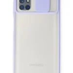 Uray store Samsung Galaxy M51 Kılıf Palm Buzlu Kamera Sürgülü Silikon - Lila