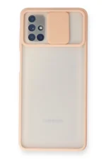 Uray store Samsung Galaxy M51 Kılıf Palm Buzlu Kamera Sürgülü Silikon - Pembe