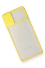 Uray store Samsung Galaxy M51 Kılıf Palm Buzlu Kamera Sürgülü Silikon - Sarı - Görsel 3