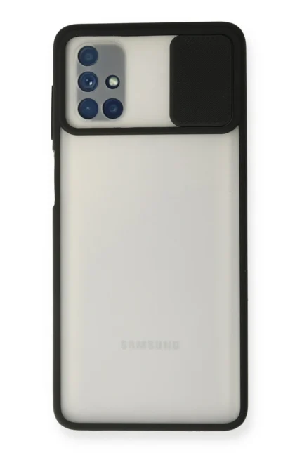 Uray store Samsung Galaxy M51 Kılıf Palm Buzlu Kamera Sürgülü Silikon - Siyah