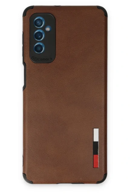 Uray store Samsung Galaxy M52 5G Kılıf Loop Deri Silikon - Kahverengi