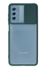 Uray store Samsung Galaxy M52 5G Kılıf Palm Buzlu Kamera Sürgülü Silikon - Yeşil