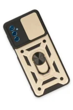 Uray store Samsung Galaxy M52 5G Kılıf Pars Lens Yüzüklü Silikon - Gold - Görsel 3