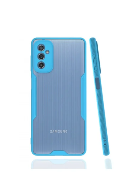 Uray store Samsung Galaxy M52 5G Kılıf Platin Silikon - Mavi