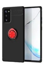 Uray store Samsung Galaxy Note 20 Kılıf Range Yüzüklü Silikon - Siyah-Kırmızı