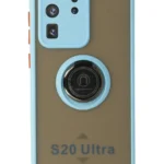 Uray store Samsung Galaxy S20 Ultra Kılıf Montreal Yüzüklü Silikon Kapak - Buz Mavi