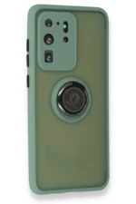 Uray store Samsung Galaxy S20 Ultra Kılıf Montreal Yüzüklü Silikon Kapak - Yeşil - Görsel 2