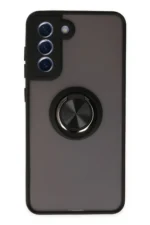 Uray store Samsung Galaxy S21 FE Kılıf Montreal Yüzüklü Silikon Kapak - Siyah