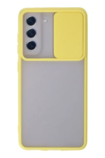 Uray store Samsung Galaxy S21 FE Kılıf Palm Buzlu Kamera Sürgülü Silikon - Sarı