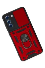 Uray store Samsung Galaxy S21 FE Kılıf Pars Lens Yüzüklü Silikon - Kırmızı - Görsel 3