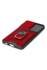 Uray store Samsung Galaxy S21 FE Kılıf Pars Lens Yüzüklü Silikon - Kırmızı - Görsel 5