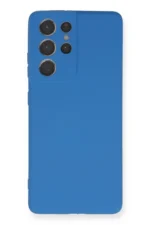 Uray store Samsung Galaxy S21 Ultra Kılıf Nano içi Kadife Silikon - Mavi