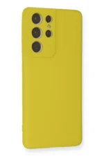 Uray store Samsung Galaxy S21 Ultra Kılıf Nano içi Kadife Silikon - Sarı - Görsel 2