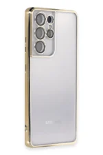 Uray store Samsung Galaxy S21 Ultra Kılıf Razer Lensli Silikon - Gold