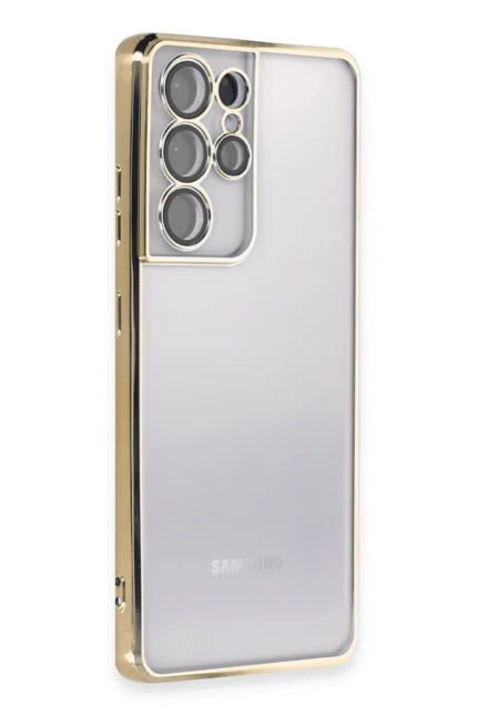 Uray store Samsung Galaxy S21 Ultra Kılıf Razer Lensli Silikon - Gold