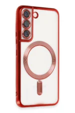 Uray store Samsung Galaxy S22 Kılıf Kross Magneticsafe Kapak - Kırmızı - Görsel 2