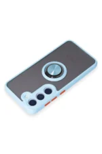 Uray store Samsung Galaxy S23 Kılıf Montreal Yüzüklü Silikon Kapak - Buz Mavi - Görsel 5