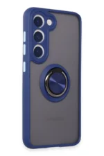 Uray store Samsung Galaxy S23 Kılıf Montreal Yüzüklü Silikon Kapak - Lacivert - Görsel 2