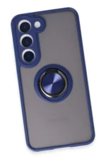 Uray store Samsung Galaxy S23 Kılıf Montreal Yüzüklü Silikon Kapak - Lacivert - Görsel 4