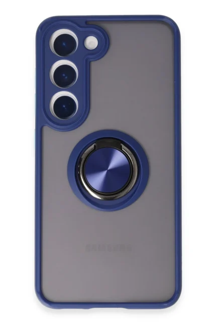 Uray store Samsung Galaxy S23 Kılıf Montreal Yüzüklü Silikon Kapak - Lacivert