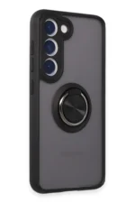 Uray store Samsung Galaxy S23 Kılıf Montreal Yüzüklü Silikon Kapak - Siyah - Görsel 2