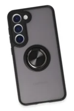 Uray store Samsung Galaxy S23 Kılıf Montreal Yüzüklü Silikon Kapak - Siyah - Görsel 4
