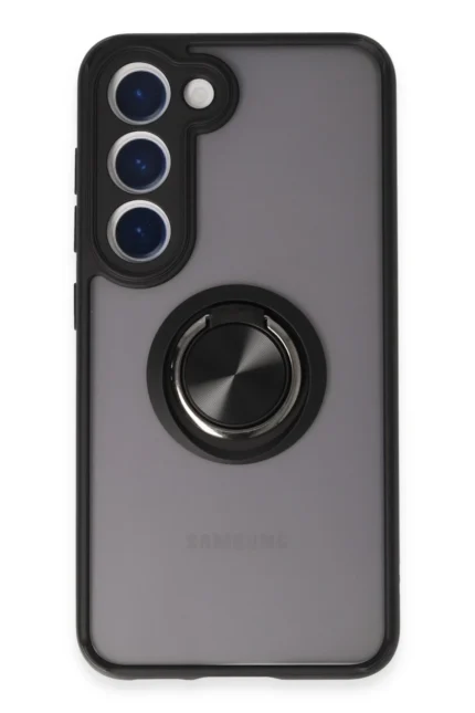 Uray store Samsung Galaxy S23 Kılıf Montreal Yüzüklü Silikon Kapak - Siyah